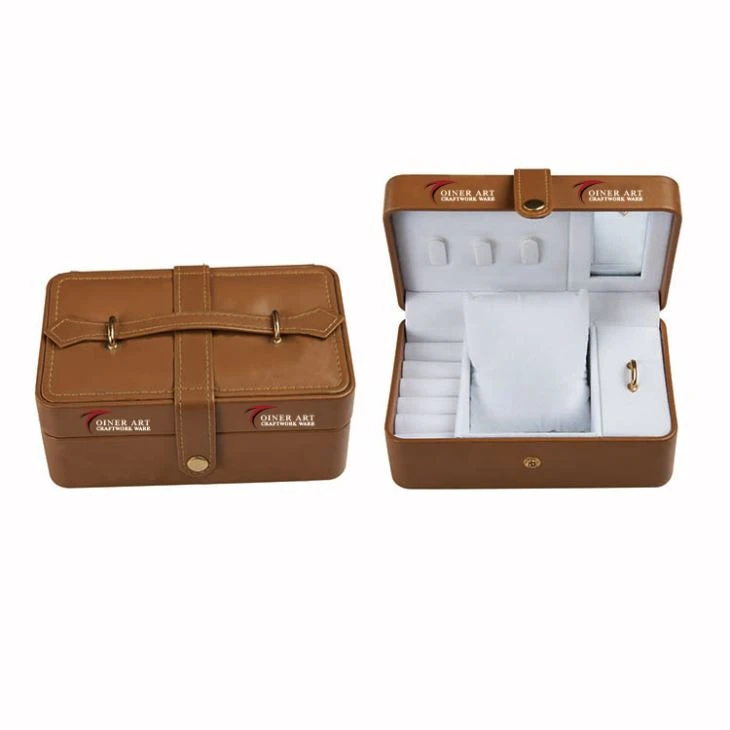 Hnedá koža Button Lock hodinky Box